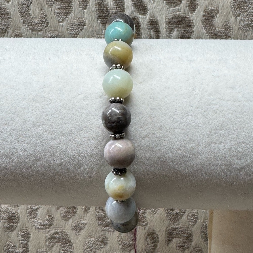 Amazonite Natural Crystal Gemstone Stretch Bracelet -Calm & Clarity